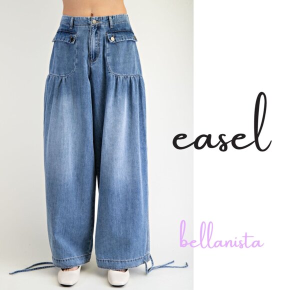easel Denim - Easel Denim Flare Wide Leg Jeans